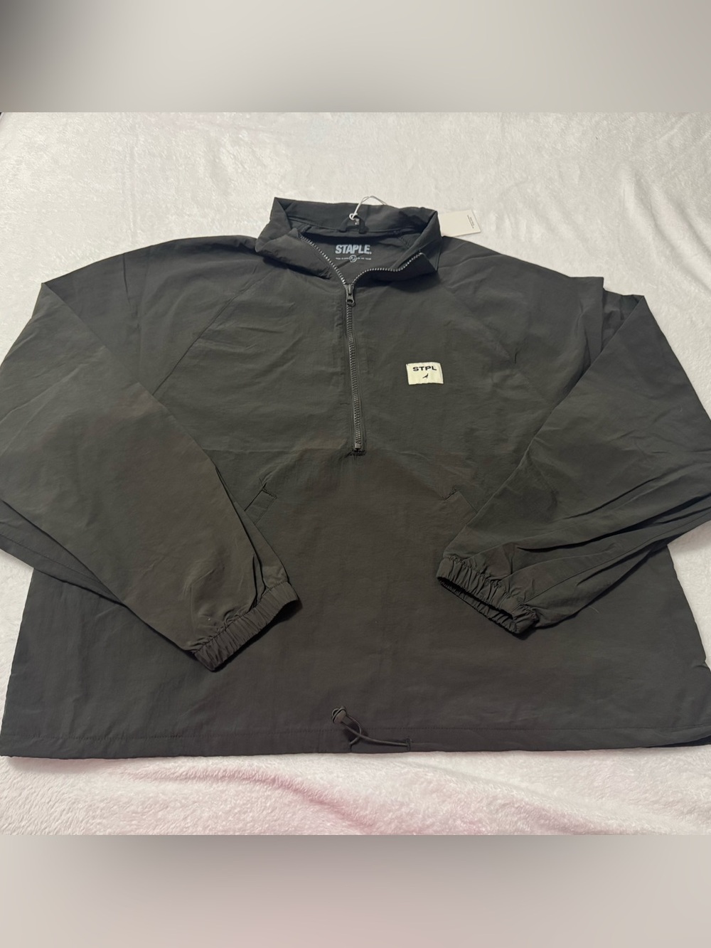 Staple Men’s Quarter Zip Long Sleeve Windbreaker Jacket Olive Green Size M